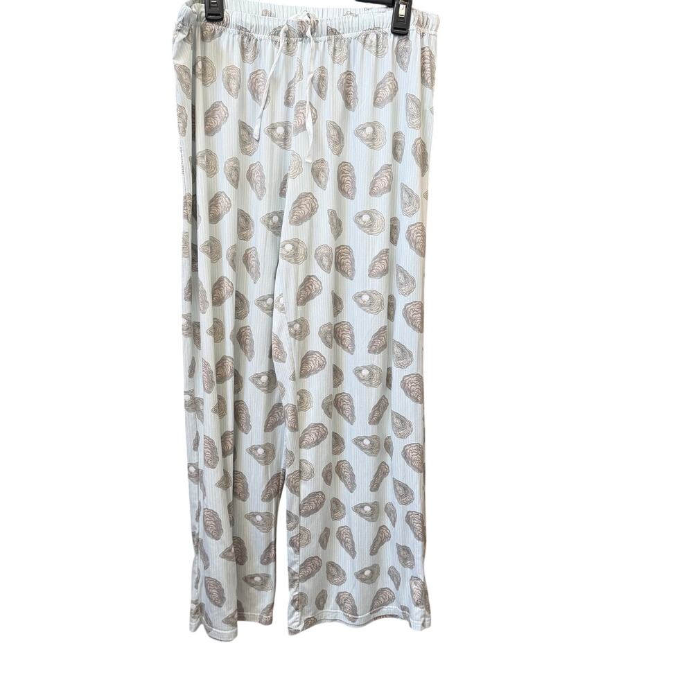 Royal Standard Womens XL Oyster Print Soft Pajama Pants Sleepwear Wide Leg